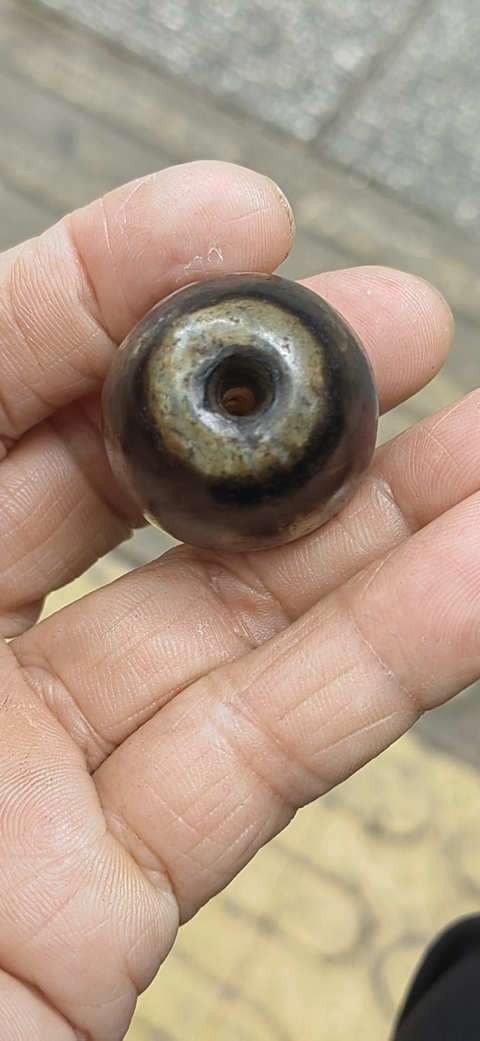 古玩雜項卍字紋瑪瑙天珠真品鑒賞圖