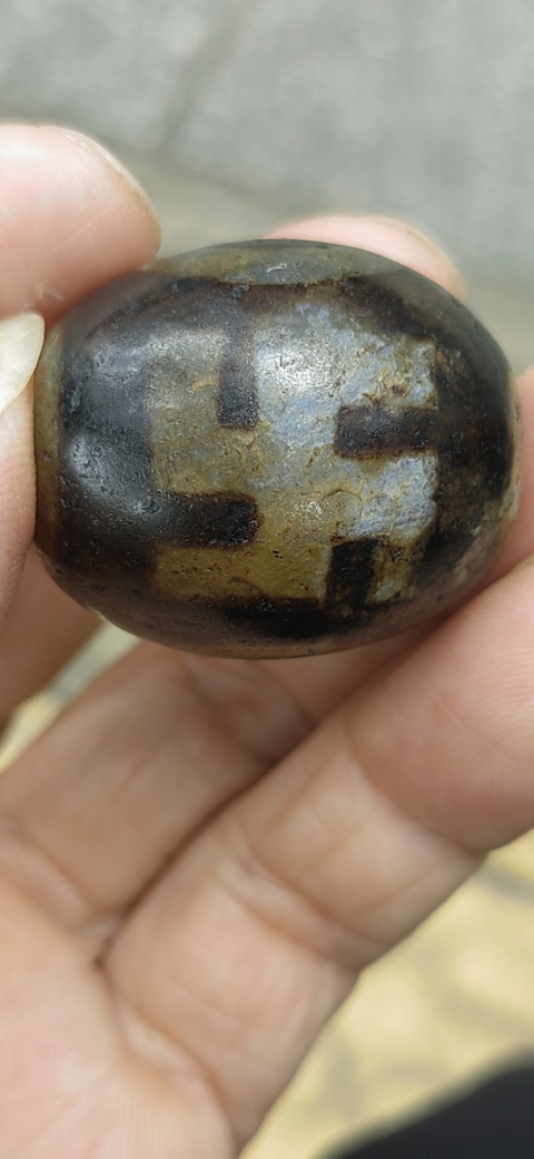 古玩雜項卍字紋瑪瑙天珠真品鑒賞圖