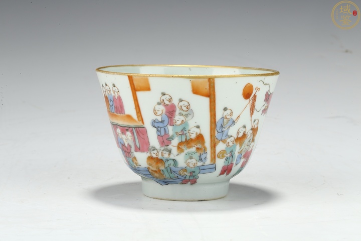 古玩陶瓷百子鬧春杯真品鑒賞圖