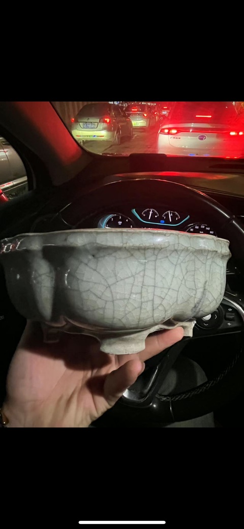 古玩陶瓷綠哥釉水仙盆真品鑒賞圖