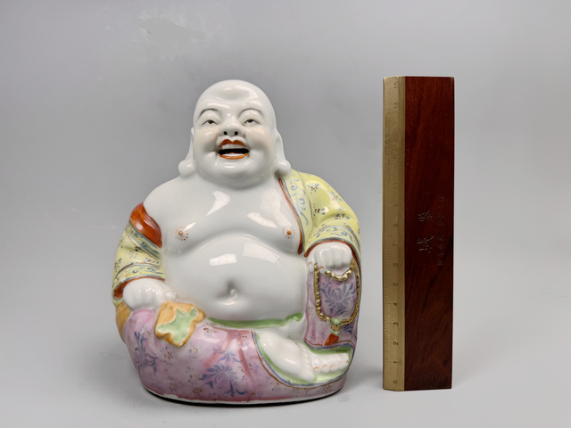 古玩陶瓷民國時期·粉彩彌勒佛造像拍賣,當前價格840元