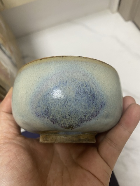 古玩陶瓷金鈞窯天藍釉缽式碗真品鑒賞圖