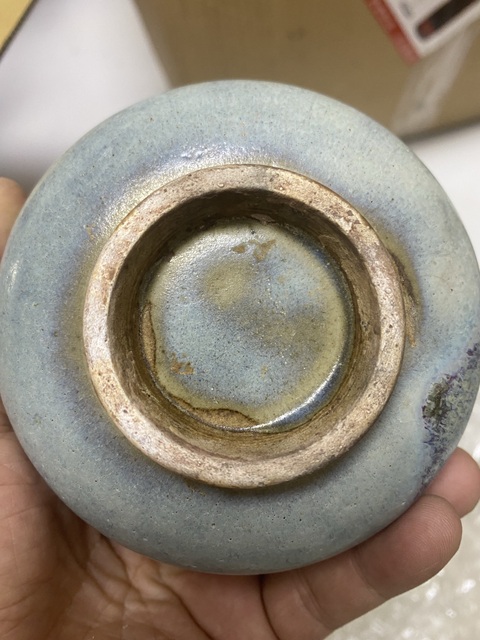 古玩陶瓷金鈞窯天藍釉缽式碗真品鑒賞圖
