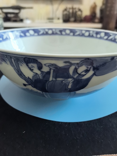 古玩陶瓷青花三星高照?qǐng)D碗真品鑒賞圖