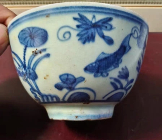 古玩陶瓷青花魚藻紋碗真品鑒賞圖