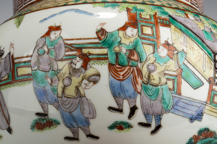 古玩陶瓷清晚·五彩人物故事紋洗真品鑒賞圖