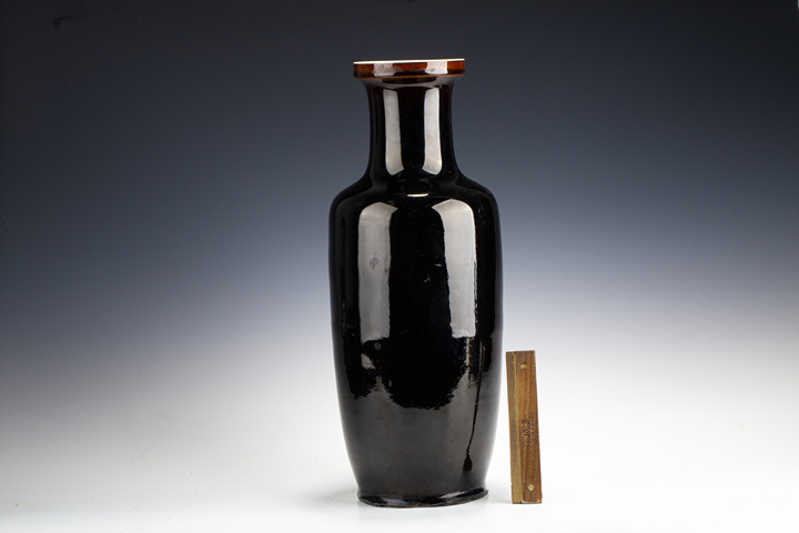 古玩陶瓷清晚·烏金釉棒槌瓶真品鑒賞圖