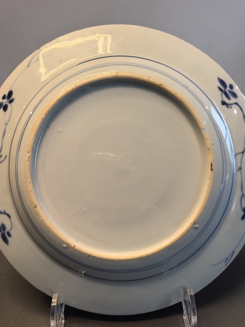 古玩陶瓷康熙亭臺肥頭鳥青花折腰盤拍賣,當前價格1680元