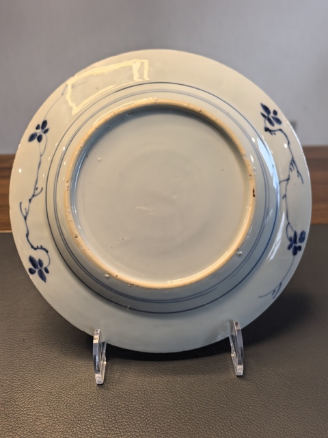 古玩陶瓷康熙亭臺肥頭鳥青花折腰盤拍賣,當前價格1680元