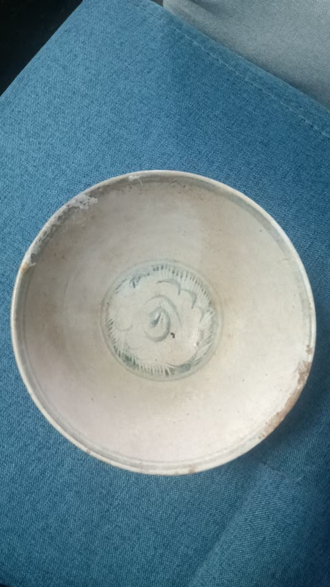 古玩陶瓷海水法螺紋青花碗真品鑒賞圖