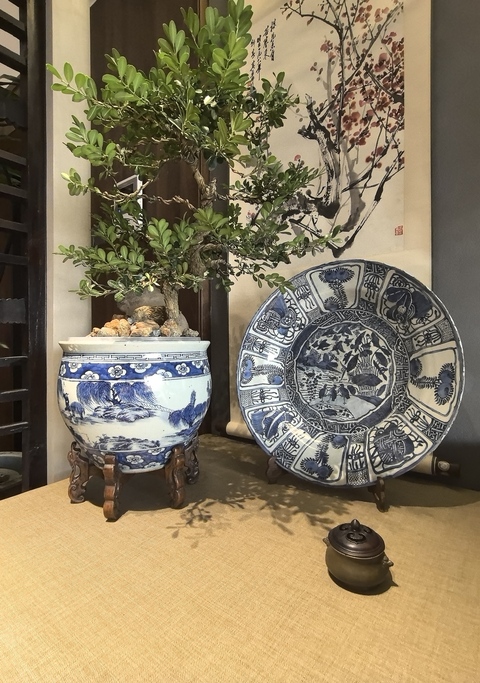 古玩陶瓷明末青花蘆雁圖大盤(51厘米)拍賣,當前價格68888元