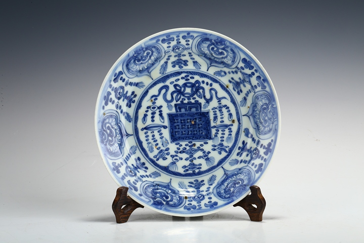 古玩陶瓷明晚·青花雜寶紋盤真品鑒賞圖