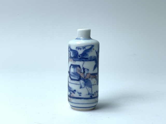 古玩陶瓷青花釉里紅人物故事紋鼻煙壺，模糊偏老真品鑒賞圖