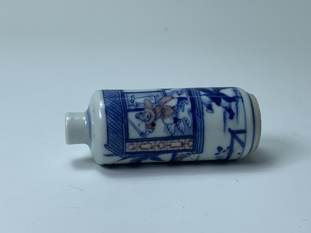 古玩陶瓷青花釉里紅人物故事紋鼻煙壺，模糊偏老真品鑒賞圖