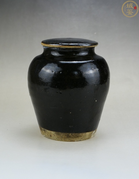 古玩陶瓷定窯系黑釉蓋罐真品鑒賞圖