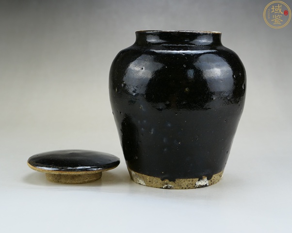 古玩陶瓷定窯系黑釉蓋罐真品鑒賞圖
