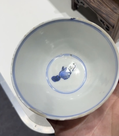 古玩陶瓷松竹梅青花杯真品鑒賞圖