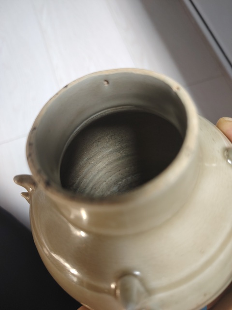 古玩陶瓷將樂窯青釉多角瓶真品鑒賞圖