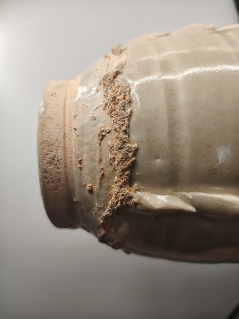 古玩陶瓷將樂窯青釉多角瓶真品鑒賞圖