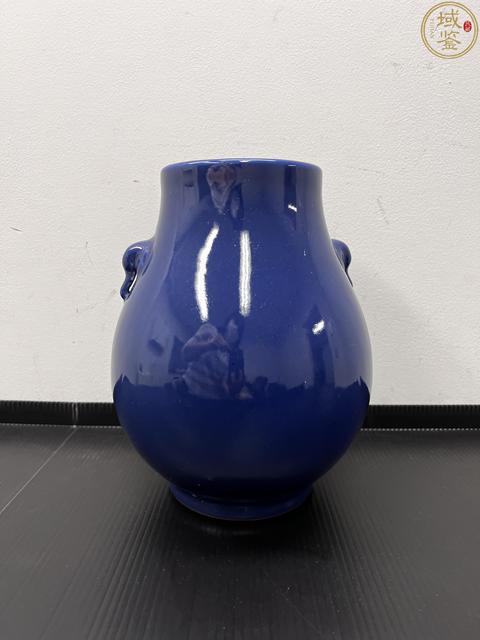 古玩陶瓷民國 藍(lán)釉象耳尊真品鑒賞圖