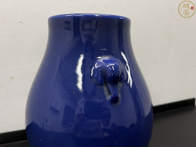 古玩陶瓷民國 藍(lán)釉象耳尊真品鑒賞圖