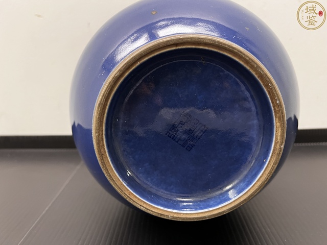 古玩陶瓷民國 藍(lán)釉象耳尊真品鑒賞圖