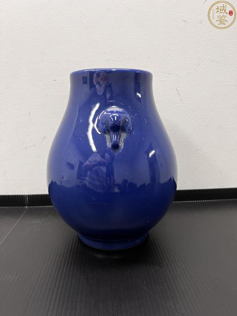 古玩陶瓷民國 藍(lán)釉象耳尊真品鑒賞圖
