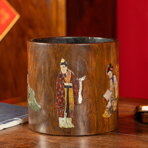 古玩雜項嵌螺鈿筆筒真品鑒賞圖