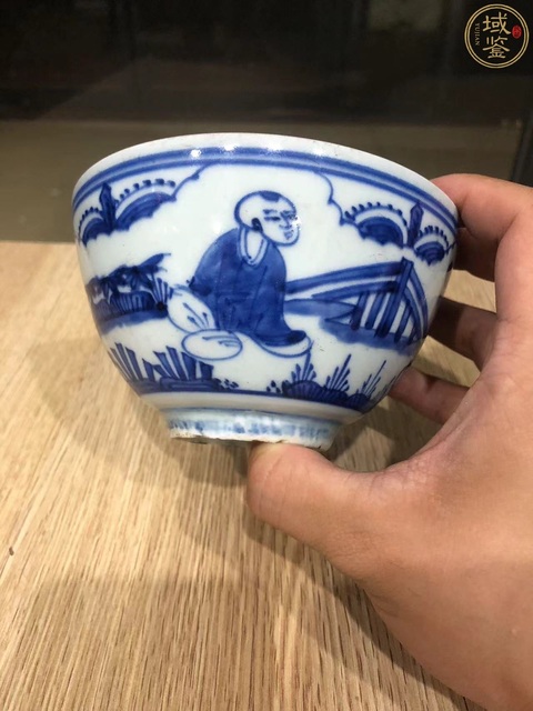 古玩陶瓷青花人物童子紋小碗真品鑒賞圖