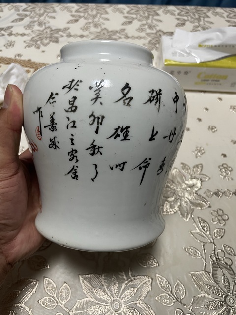 古玩陶瓷獅紋礬紅將軍罐真品鑒賞圖