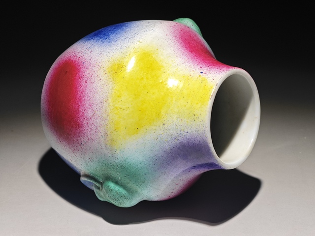 古玩陶瓷桃花洞釉雙鋪首瓶標本真品鑒賞圖