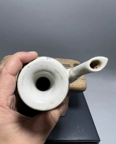 古玩陶瓷仕女紋粉彩無柄壺真品鑒賞圖