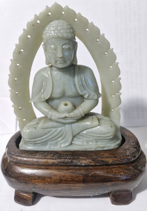 古玩玉器天然和田玉佛真品鑒賞圖
