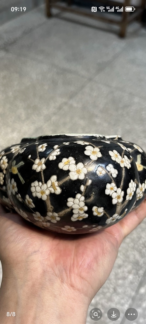 古玩陶瓷喜上眉梢粉彩水盂真品鑒賞圖