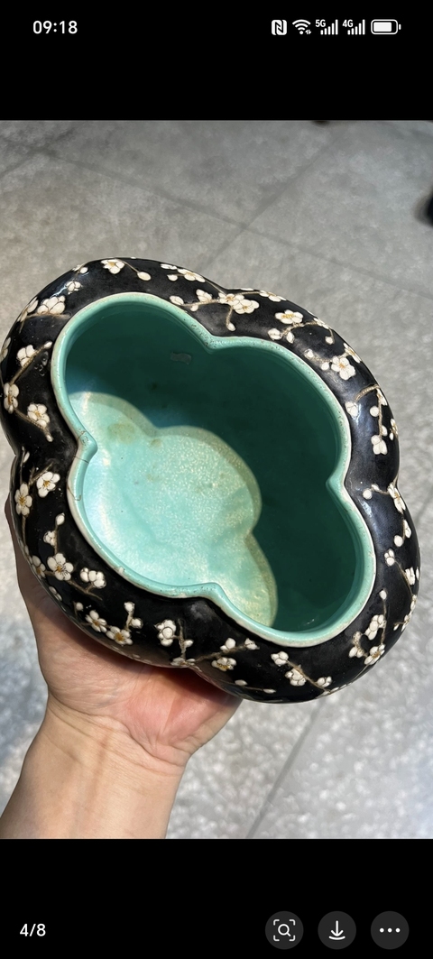 古玩陶瓷喜上眉梢粉彩水盂真品鑒賞圖