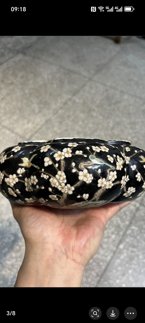 古玩陶瓷喜上眉梢粉彩水盂真品鑒賞圖