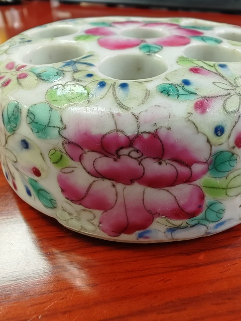 古玩陶瓷民國粉彩百花花插真品鑒賞圖