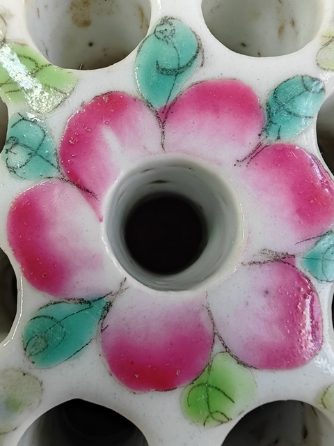 古玩陶瓷民國粉彩百花花插真品鑒賞圖
