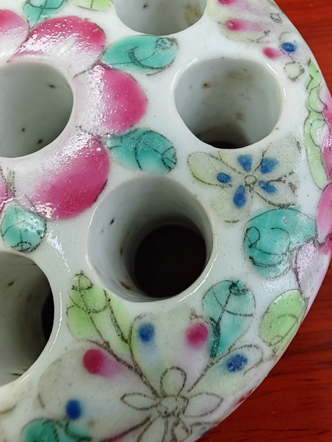 古玩陶瓷民國粉彩百花花插真品鑒賞圖