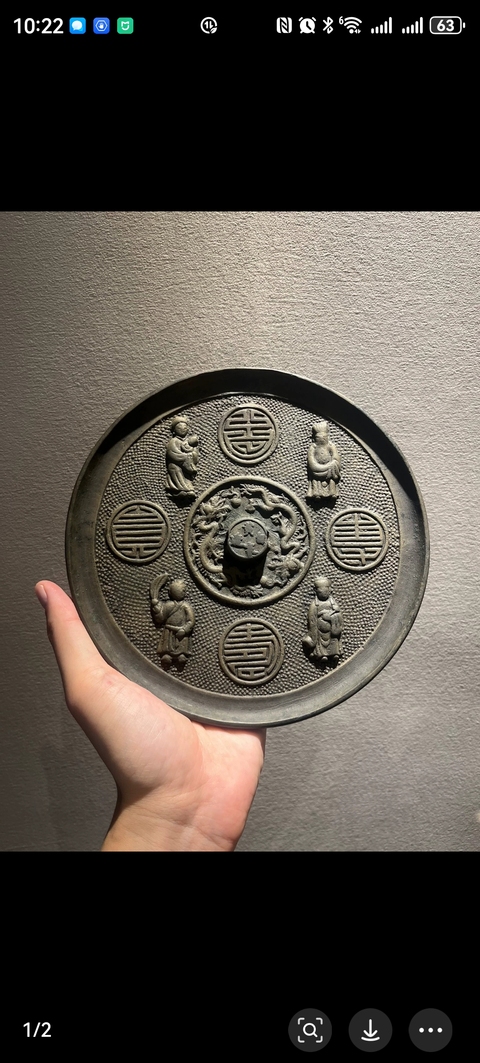 古玩銅器人物紋銅鏡真品鑒賞圖