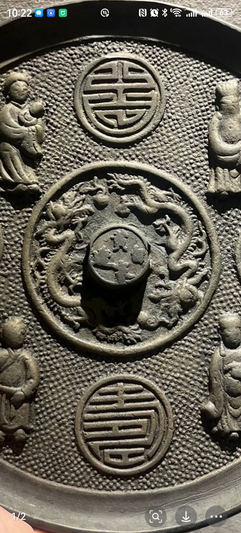 古玩銅器人物紋銅鏡真品鑒賞圖