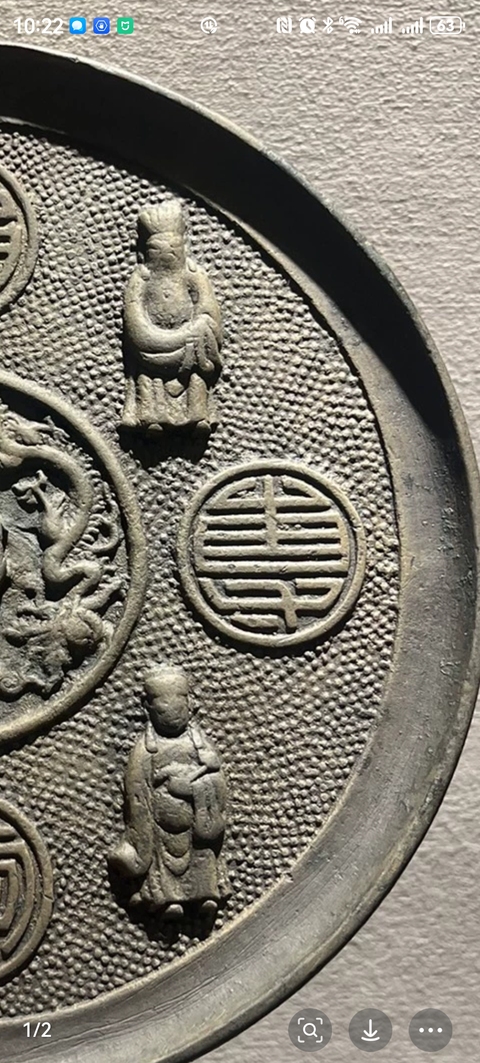 古玩銅器人物紋銅鏡真品鑒賞圖