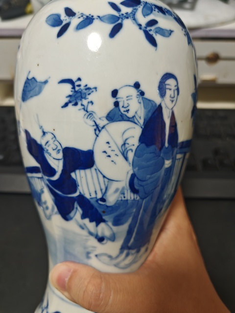 古玩陶瓷青花人物故事紋雞腿瓶真品鑒賞圖