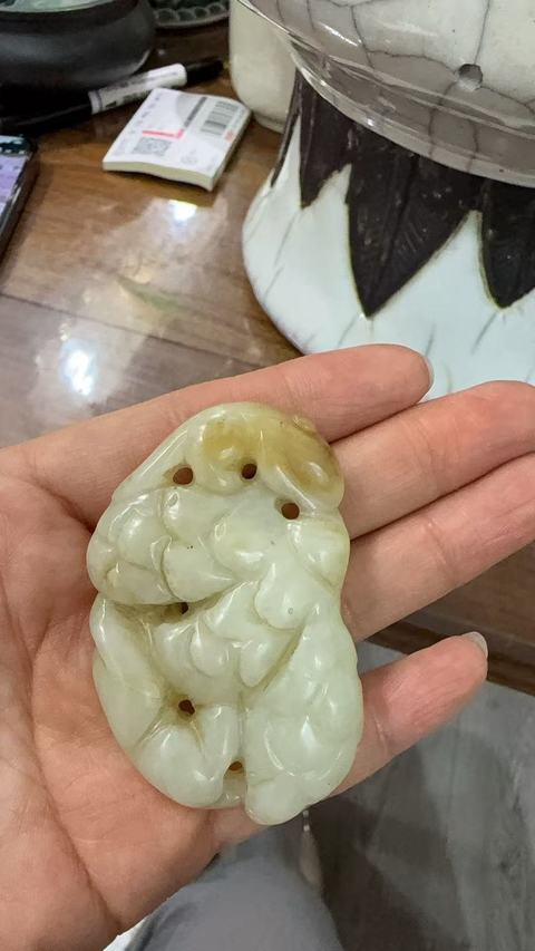 古玩玉器和田玉雕“多子多福”掛件真品鑒賞圖