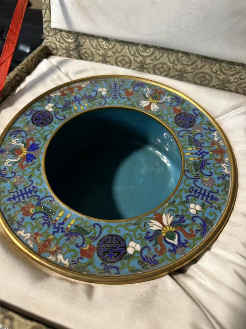 古玩銅器景泰藍銅渣斗真品鑒賞圖
