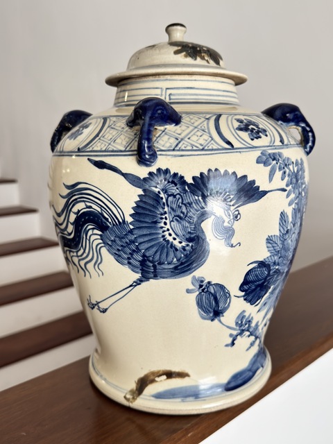 古玩陶瓷青花四系將軍罐真品鑒賞圖