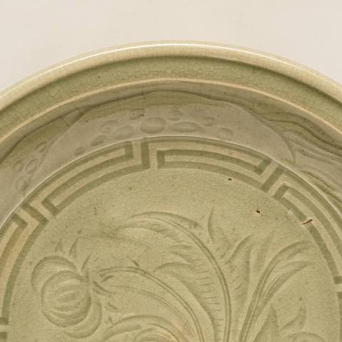 古玩陶瓷龍泉青瓷盤，模糊，偏老真品鑒賞圖