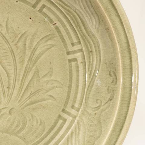 古玩陶瓷龍泉青瓷盤，模糊，偏老真品鑒賞圖
