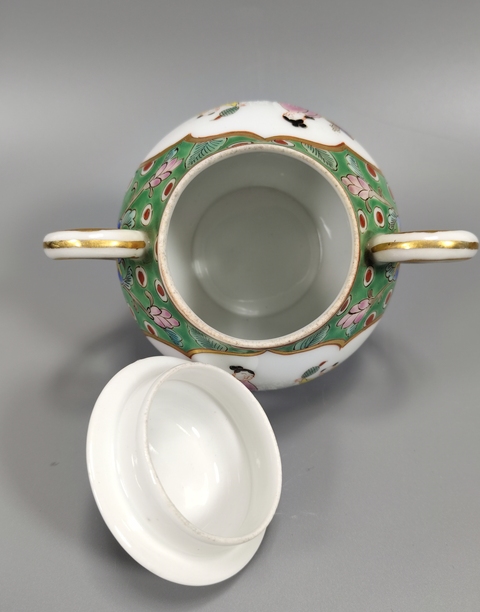 古玩陶瓷粉彩教子圖紋茶葉罐真品鑒賞圖