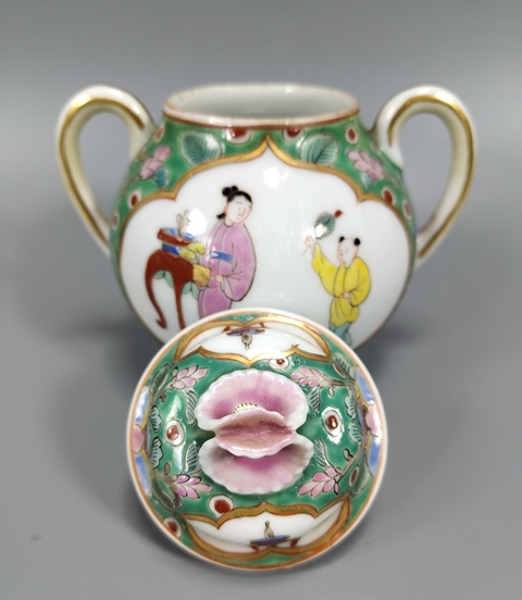 古玩陶瓷粉彩教子圖紋茶葉罐真品鑒賞圖